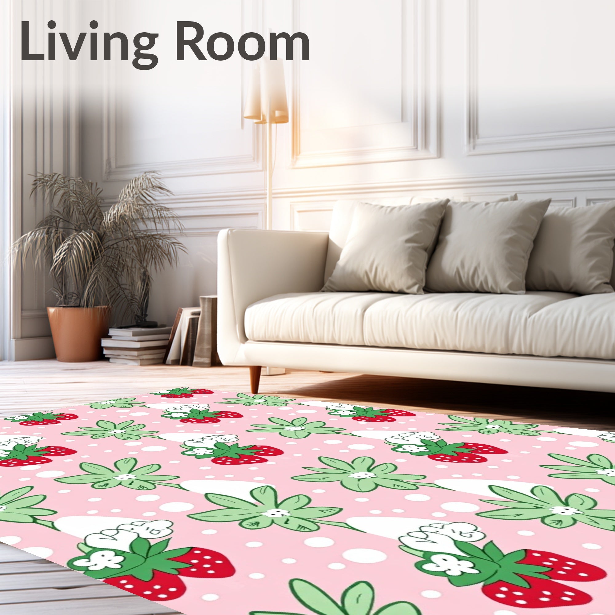Sweet Strawberry Garden Cute Frogs Rug