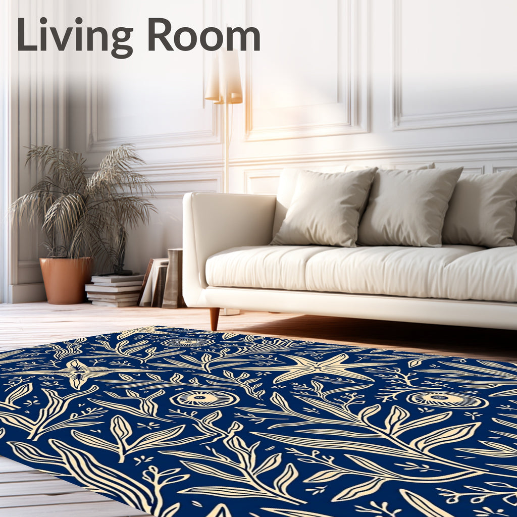 Oceanic Navy Starfish And Kelp Rug