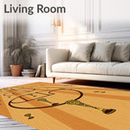 Golden Trophy Basketball Court Lines Rug