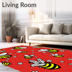 Whimsical Yellow Bee Bumble Flower Rug