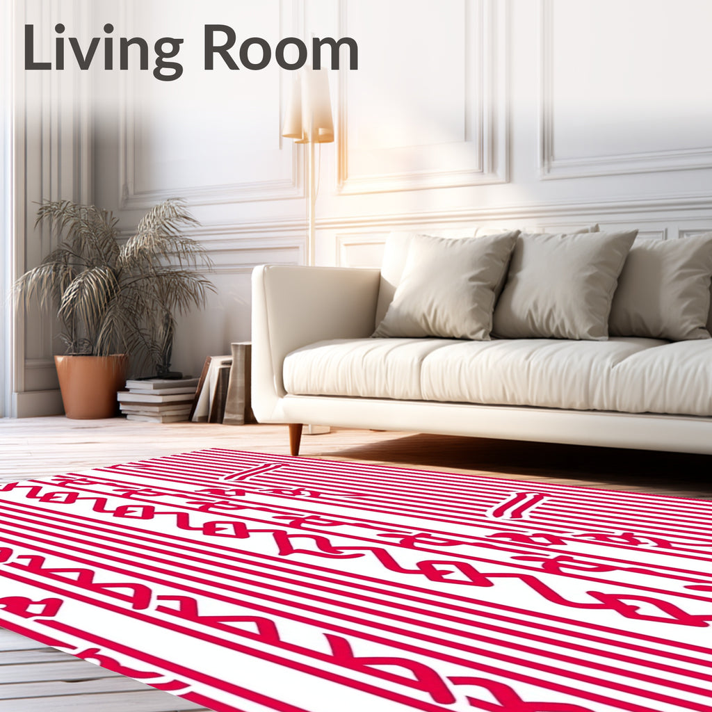 Bold Red Vertical Stripe Ribbon Rug