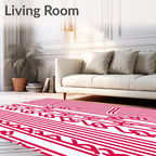 Bold Red Vertical Stripe Ribbon Rug