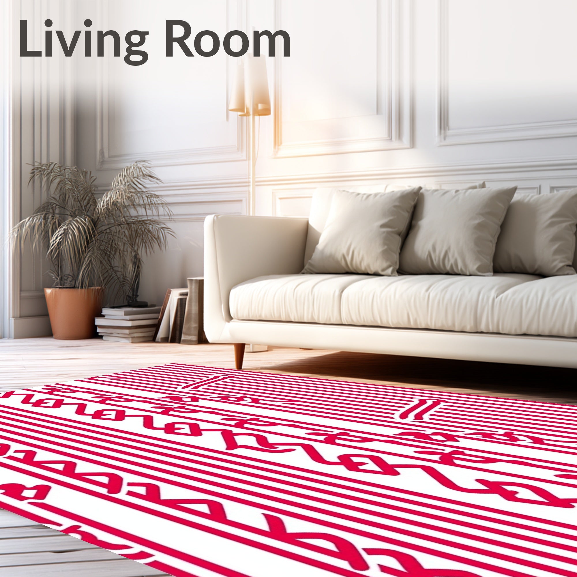 Bold Red Vertical Stripe Ribbon Rug