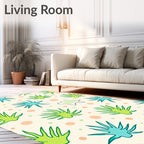 Whimsical Green Starburst Foliage Cluster Rug