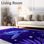 Deep Blue Ocean Turtle Bubbles Rug