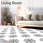 Monochromatic Black Floral Starbursts Rug