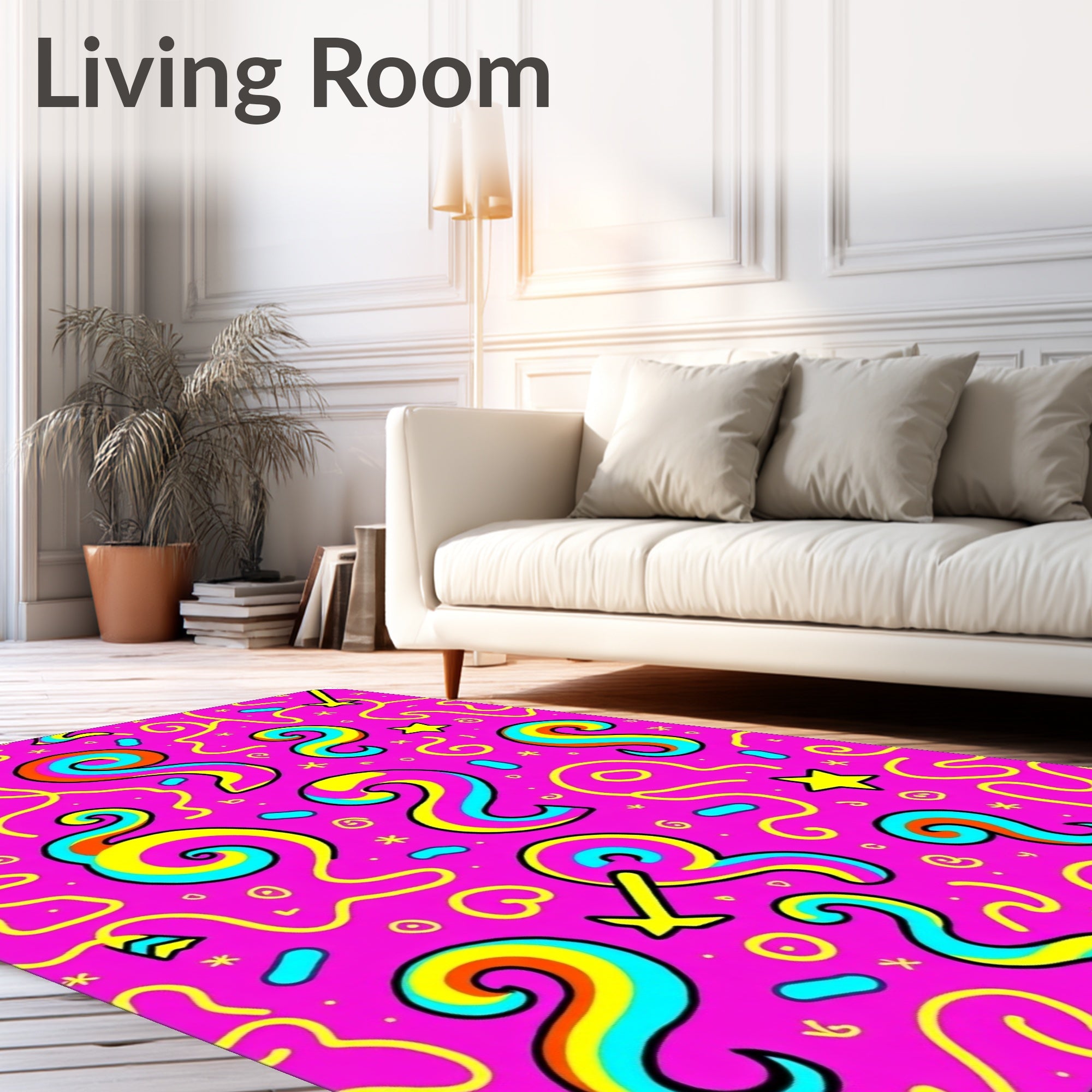 Vibrant Pink Swirl Starburst Rug