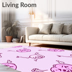 Pink Cartoon Brain Repeat Rug