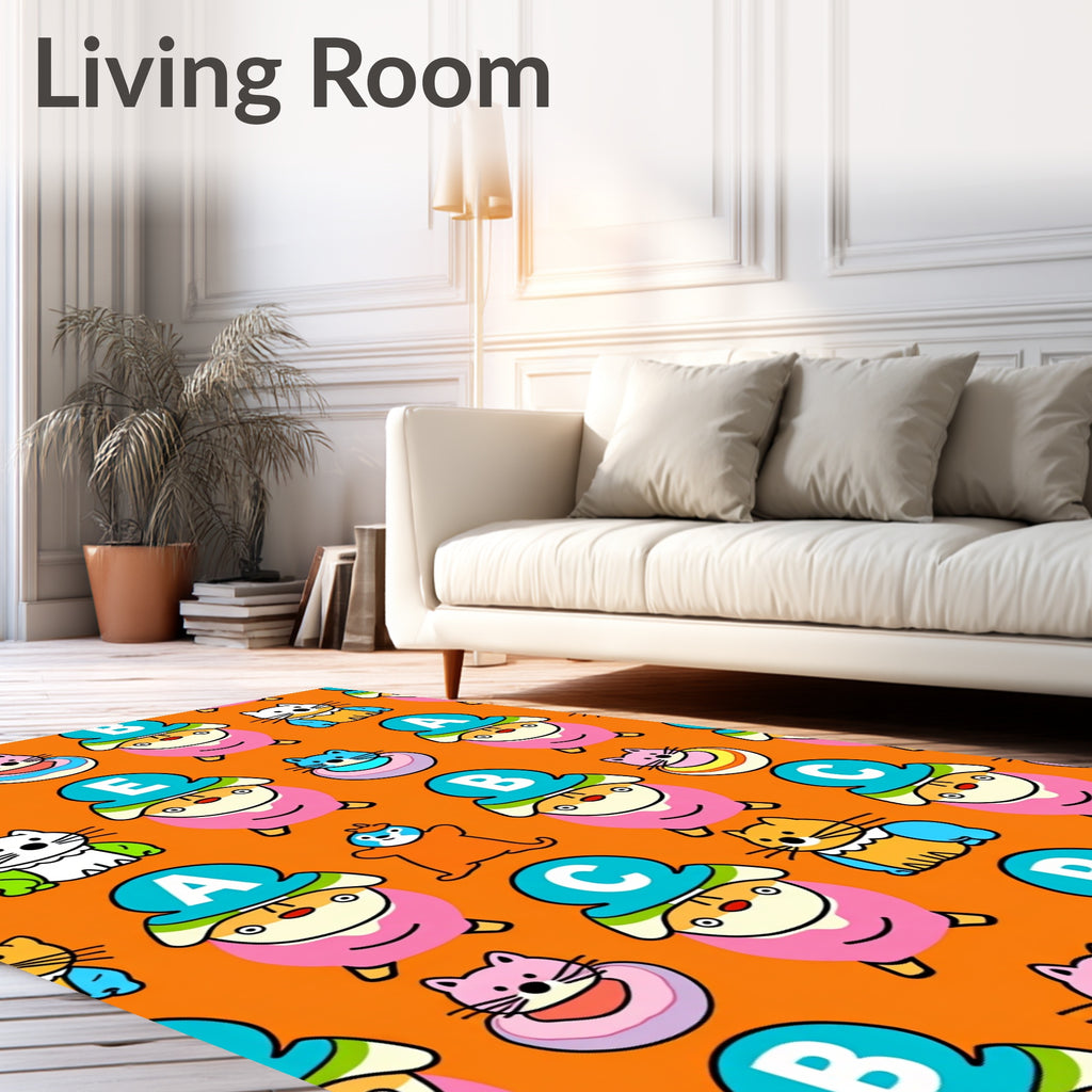 Whimsical Alphabet Animal Characters Rug