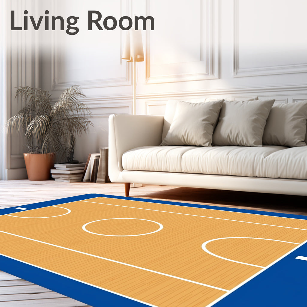 Wooden Blue Court Lines Rug