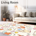 Whimsical Playful Creatures Pastel Balloons Rug