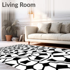 Black White Geometric Tessellation Rug