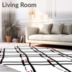 Black Red Diamond Lattice Rug
