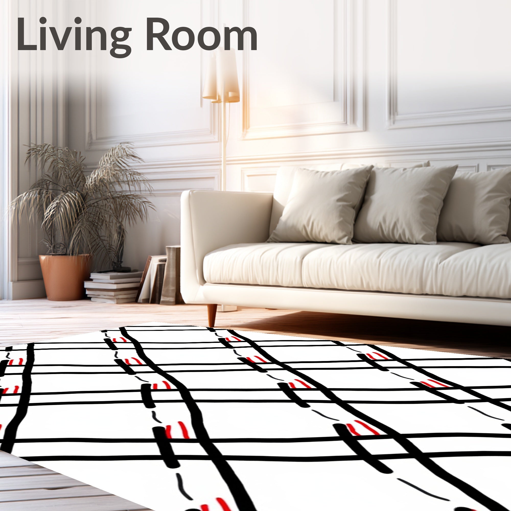 Black Red Diamond Lattice Rug