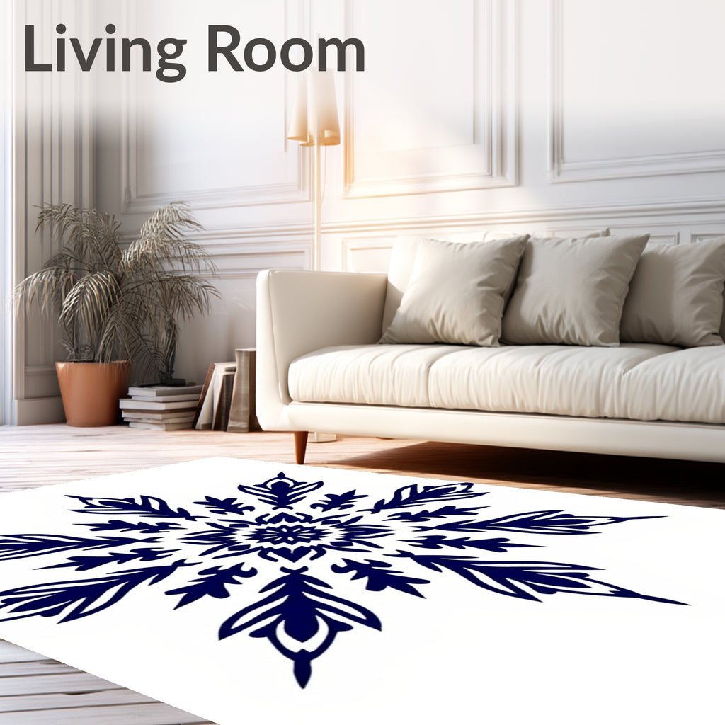 Deep Indigo Starburst Mandala Rug