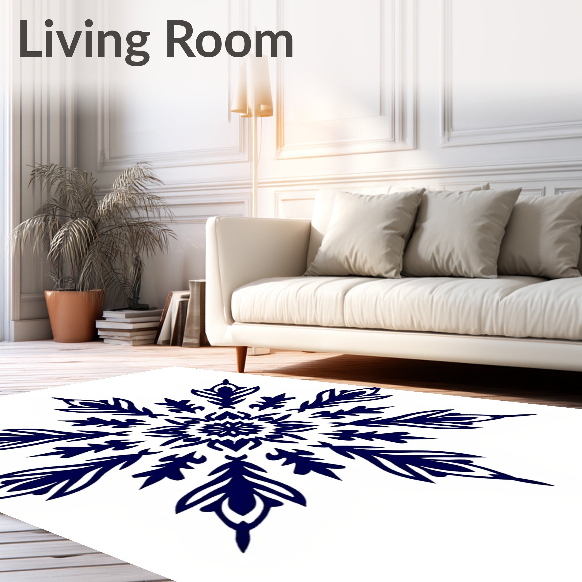 Deep Indigo Starburst Mandala Rug
