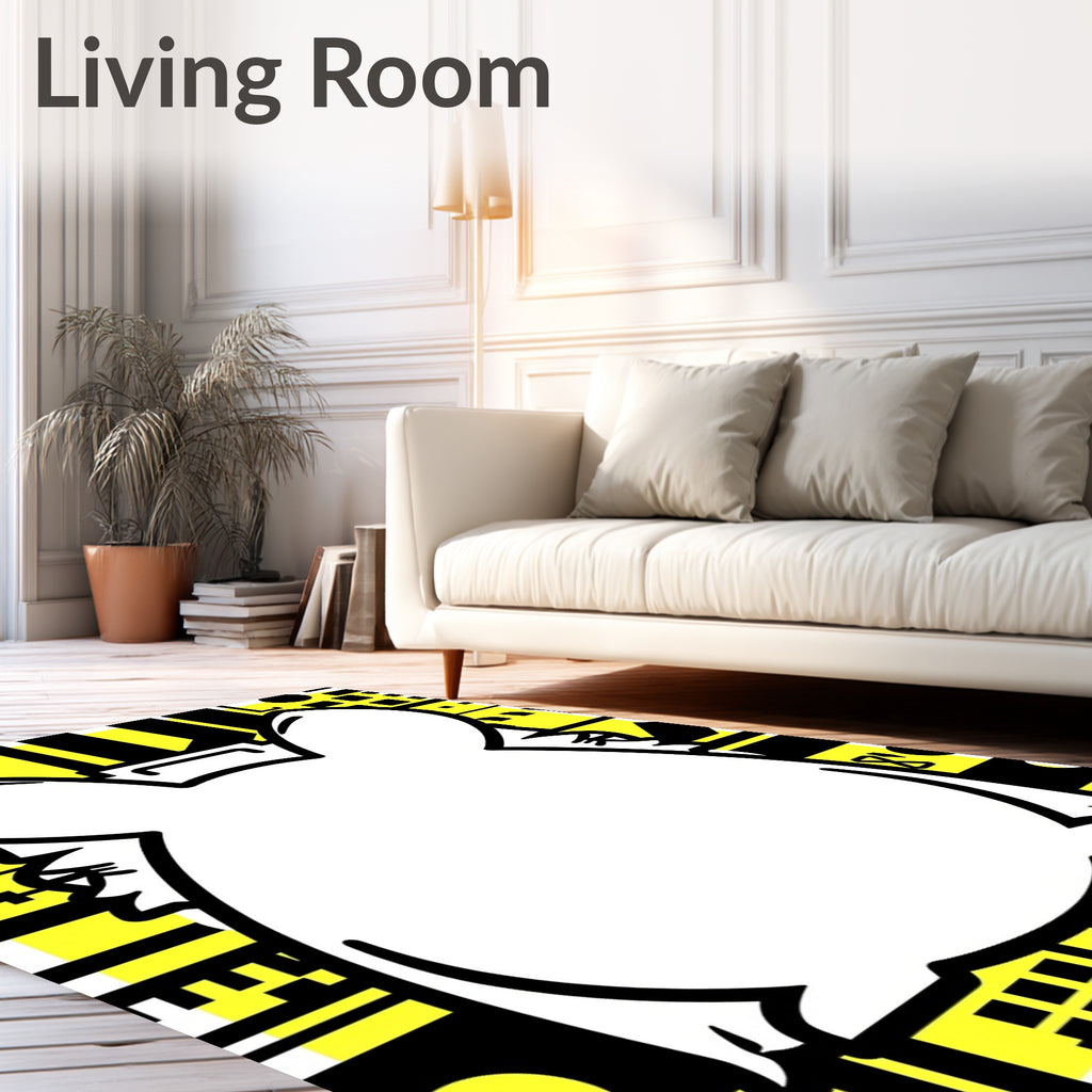 Bold Yellow Geometric Abstract Figure Rug