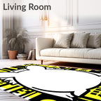 Bold Yellow Geometric Abstract Figure Rug