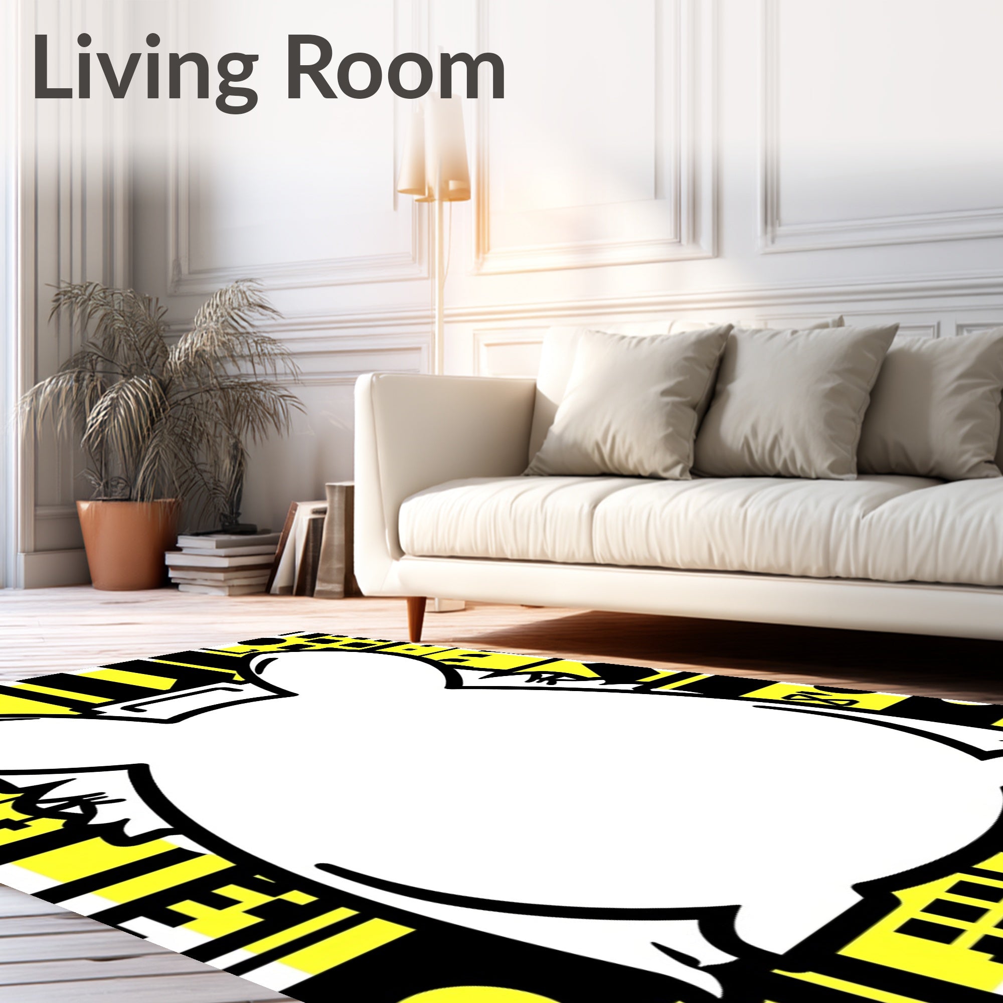 Bold Yellow Geometric Abstract Figure Rug