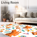 Whimsical Orange Tiger Jungle Friends Rug
