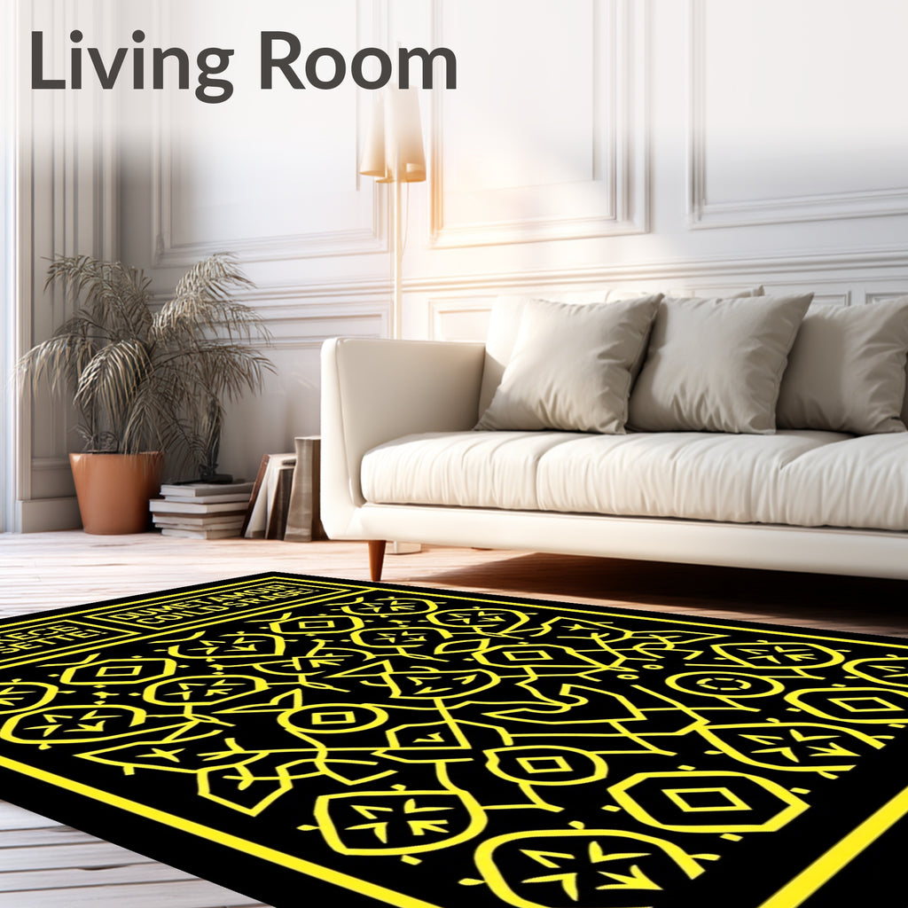 Bold Yellow Geometric Abstract Rug