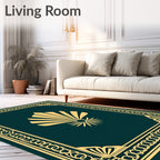 Royal Gold Fan Border Teal Rug