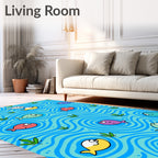 Cute Colorful Fish Whimsical Water Scene Rug