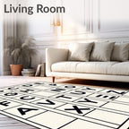 Bold Black Alphabet Grid Rug