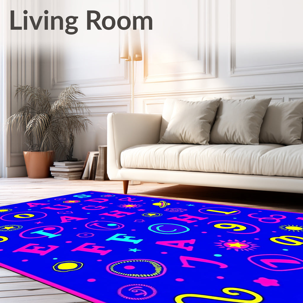 Vibrant Cosmic Alphabet Scatter Rug