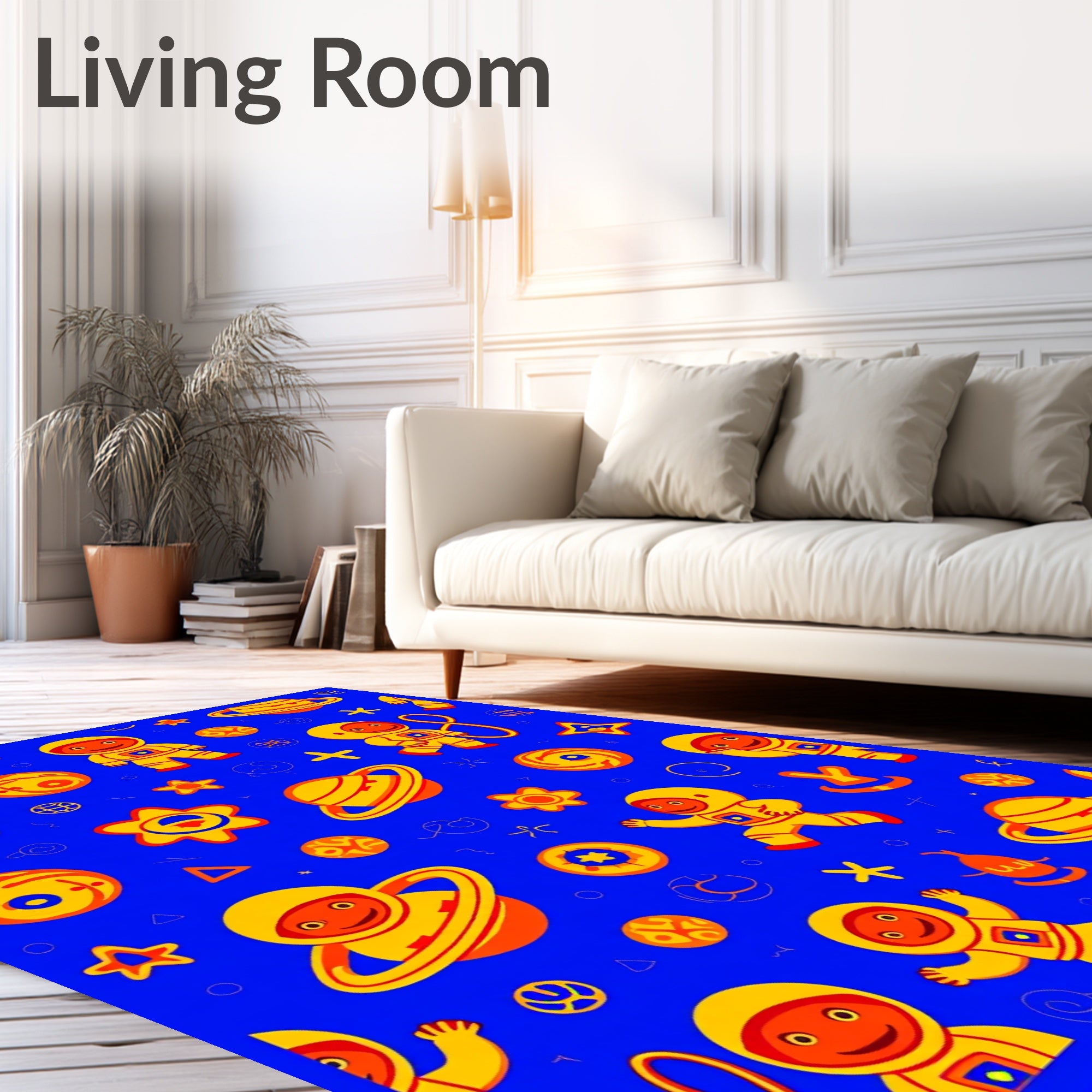 Cosmic Astronaut Yellow Orange Space Rug