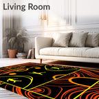Abstract Orange Swirl Yellow Figures Rug