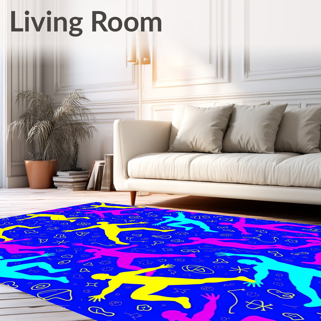 Vibrant Electric Pose Figures Rug