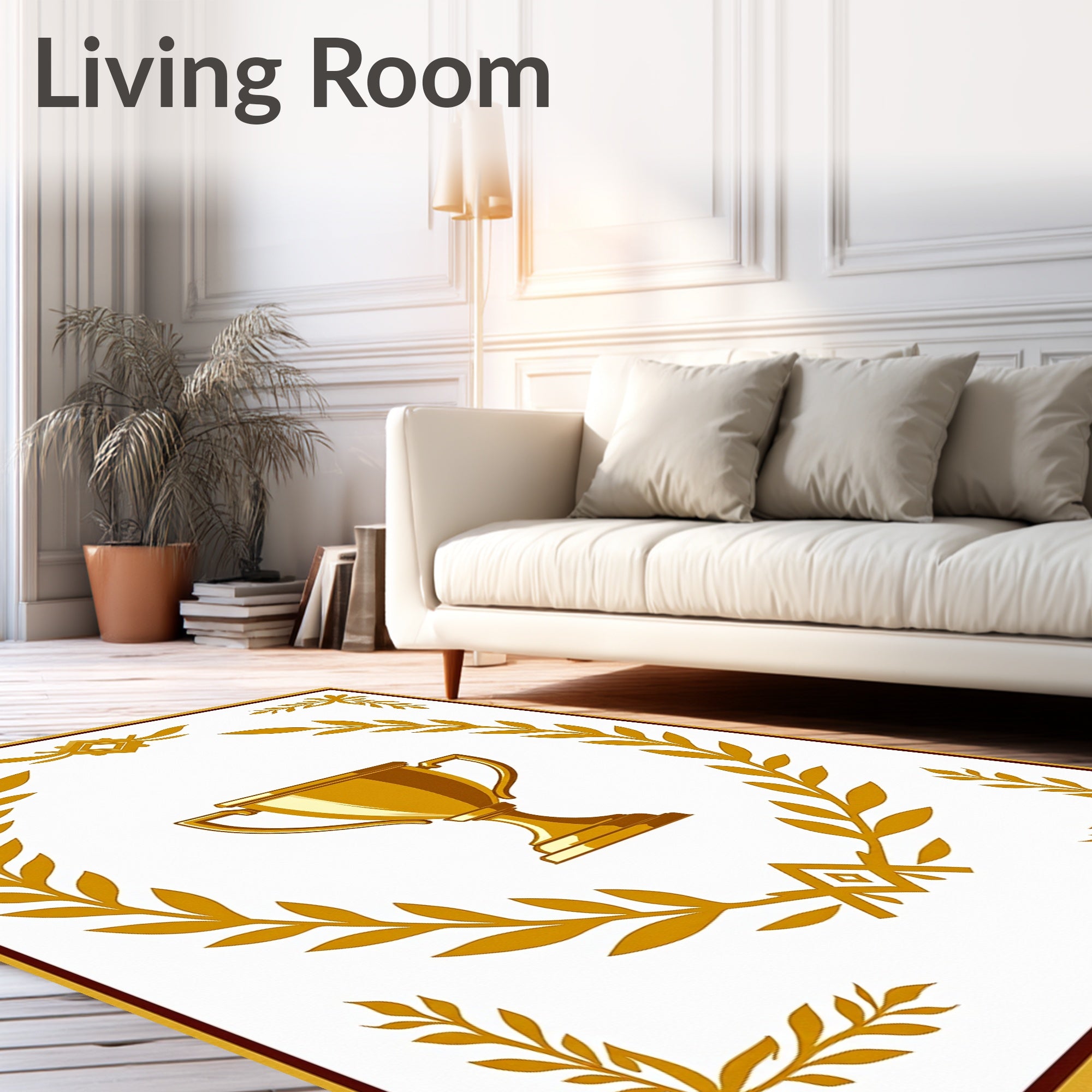 Golden Trophy Laurel Wreath Framing Rug