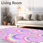 Whimsical Unicorn Rainbow Stars Rug