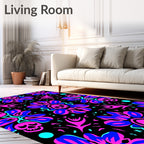 Vibrant Skull Floral Kaleidoscope Rug