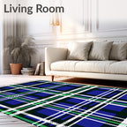 Classic Blue Green and White Plaid Rug