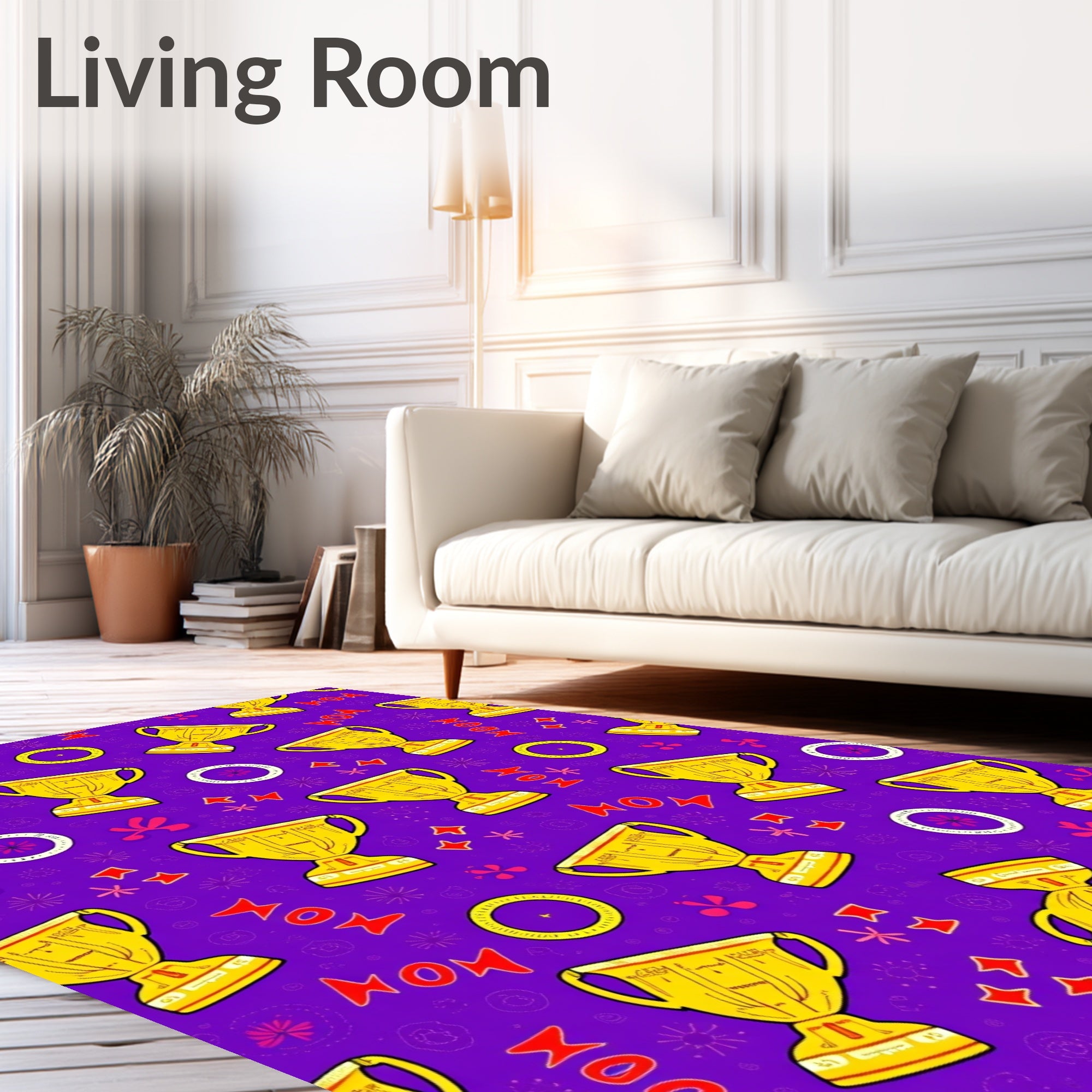 Golden Trophy Ribbon Celebration Repeating Rug