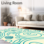 Coastal Blue Seashell Swirls Rug