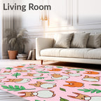 Whimsical Corgi Carrot Spring Garden Rug