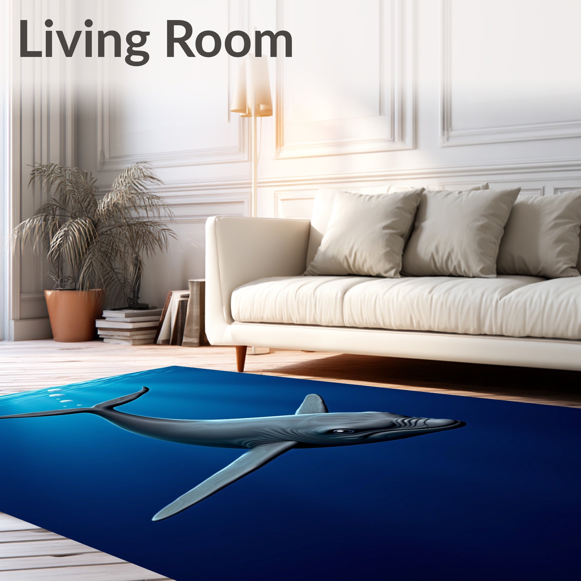 Gray Whale Deep Ocean Bubbles Rug