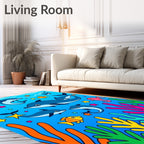 Playful Blue Dolphins Coral Sea Life Rug