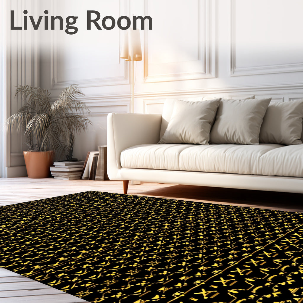 Ornate Gold Geometric Chain Link Rug
