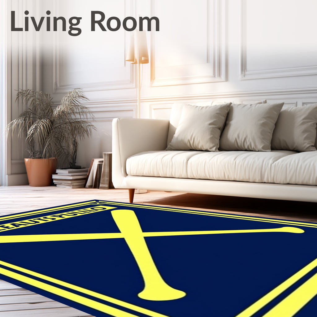 Navy Yellow Crossed Bats Emblem Rug