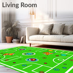Whimsical Green Field Playful Characters Rug