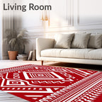 Bold Crimson Geometric Diamond Motif Rug