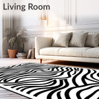 Bold Black and White Wavy Lines Rug