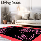 Pink Floral Branch Corner Accents Rug