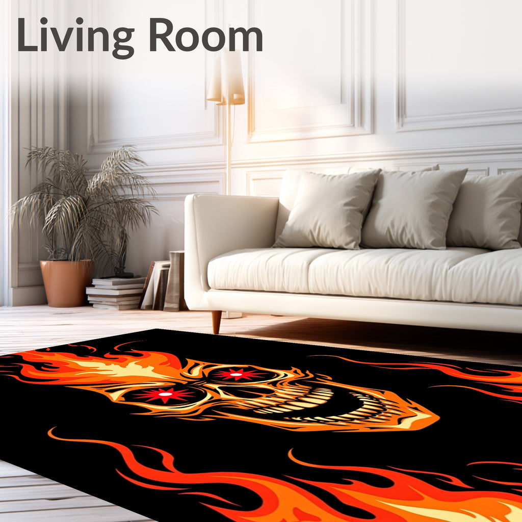 Fiery Skull Red Star EyesRug Rug