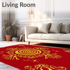 Crimson Sun Swirl Medallion Rug