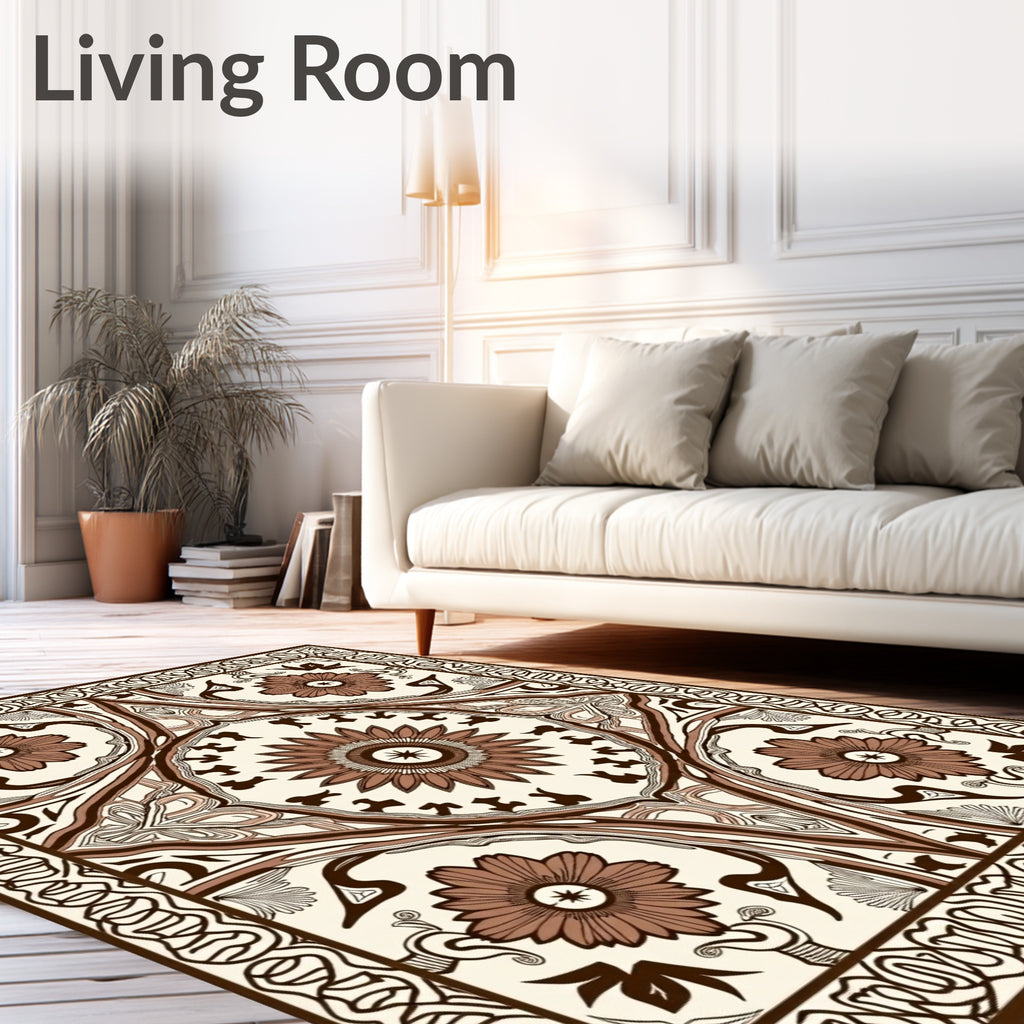 Classic Brown Floral Medallion Rug